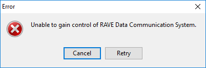 Unable to gain control of RAVE Data Communication System - TradeSoft, Inc.