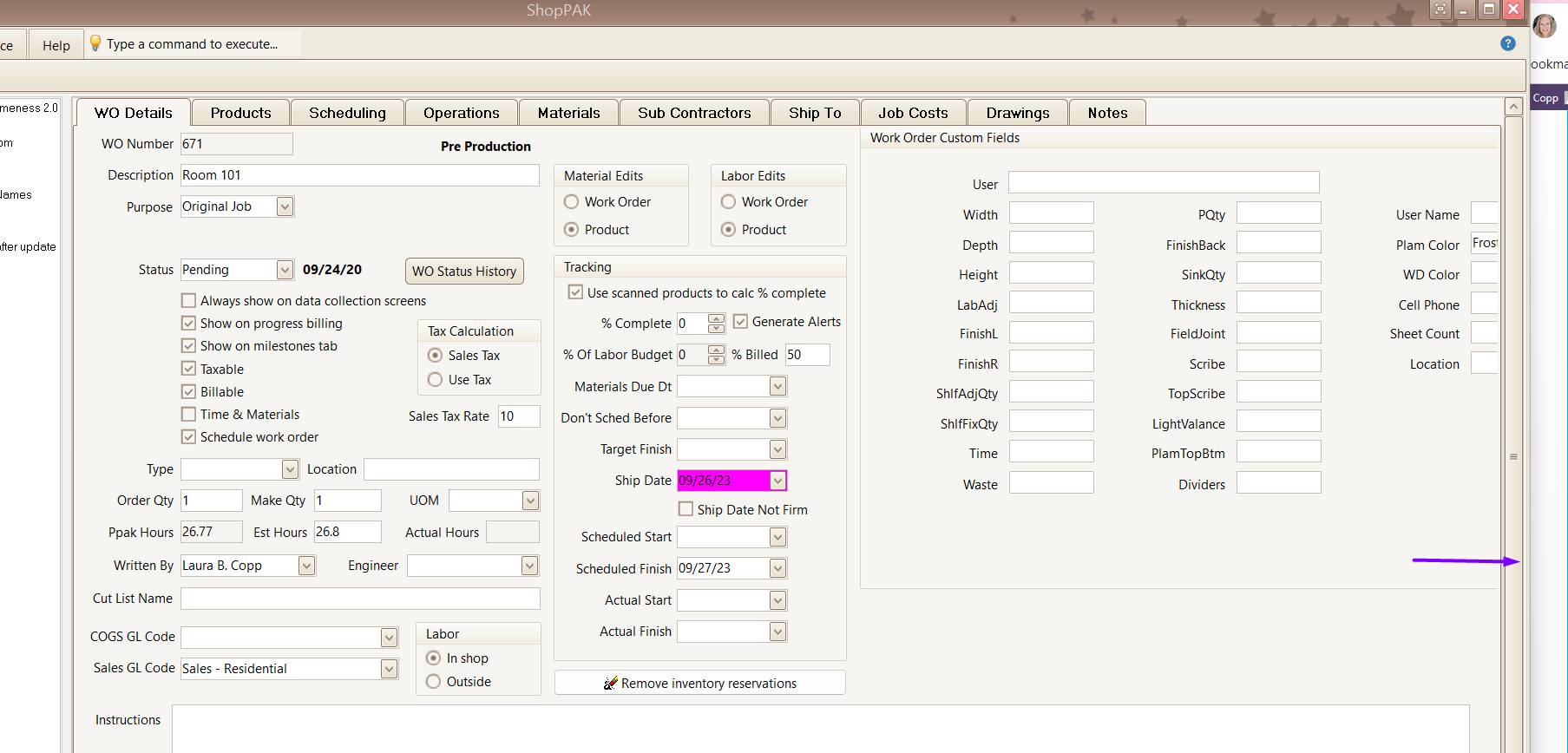 Work Order Custom Fields Missing in ShopPAK 6.0 and higher - TradeSoft ...
