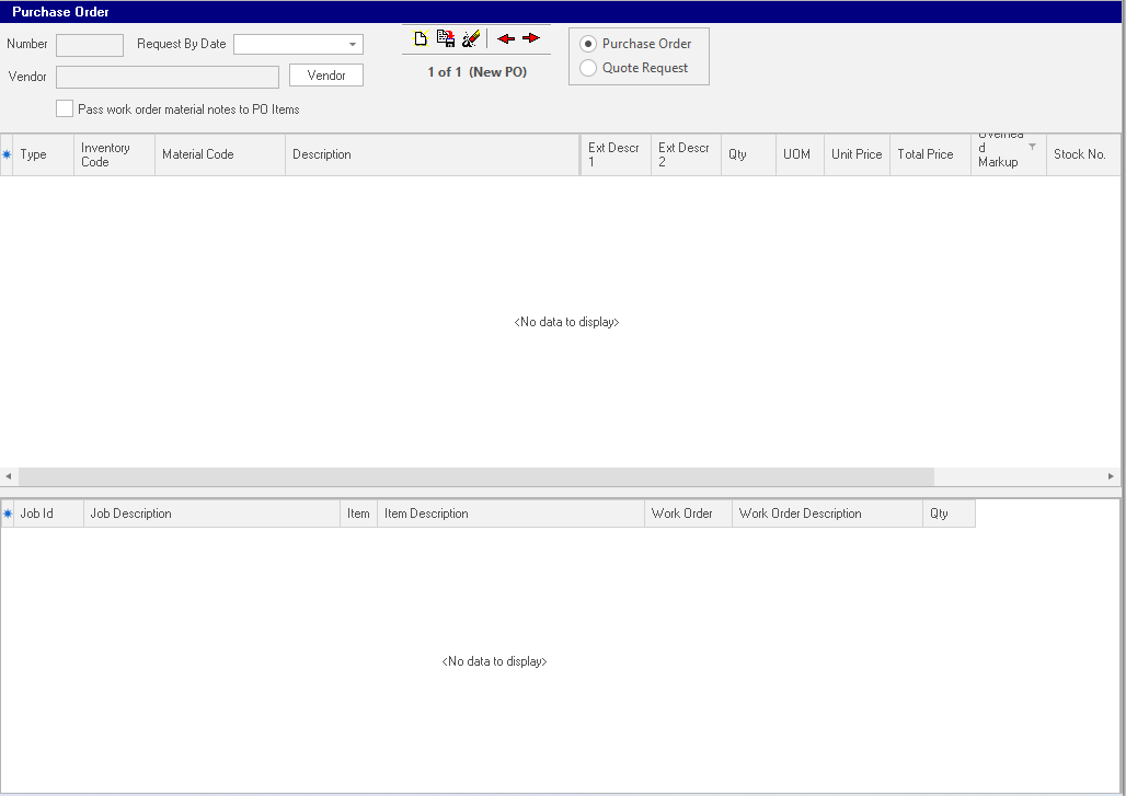 5. Purchase Order / Vendor Quote Request