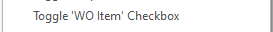 13. Toggle 'WO Item' Checkbox