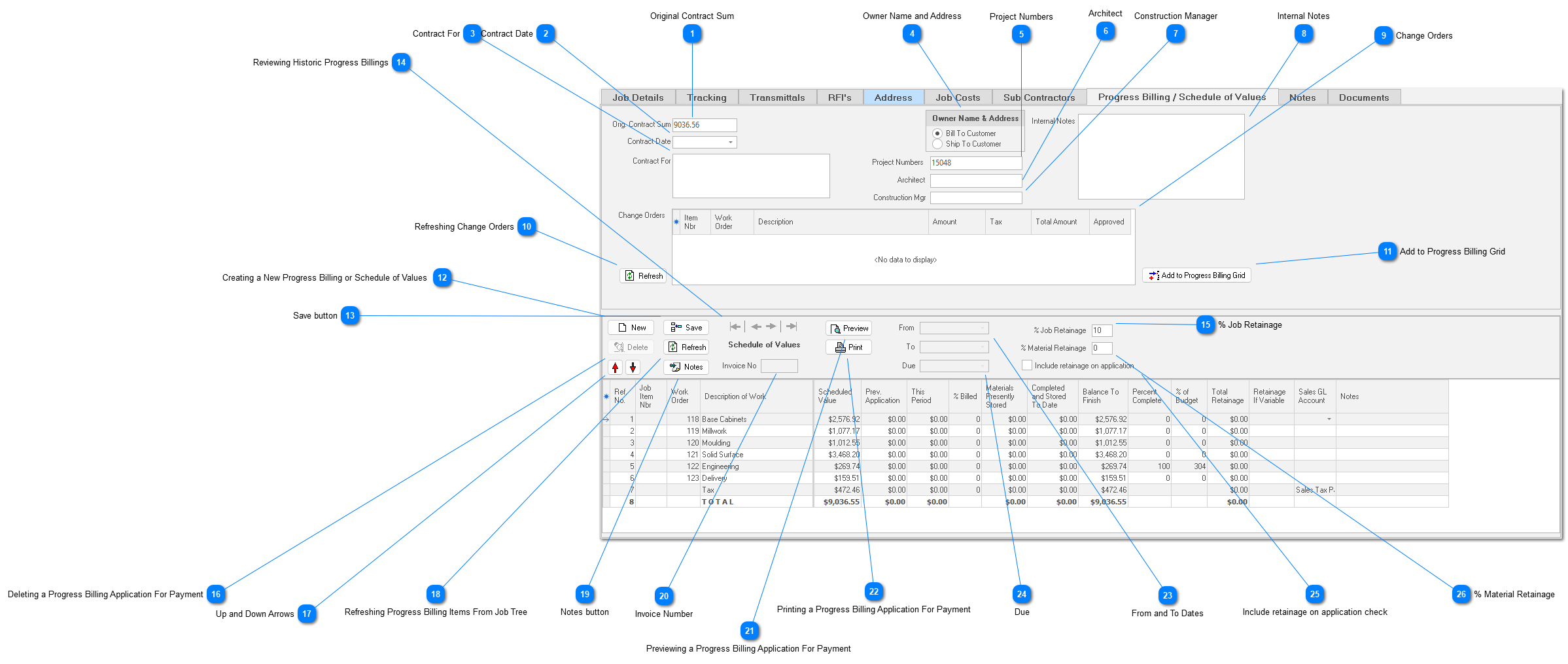 Progress Billing / Schedule of Values